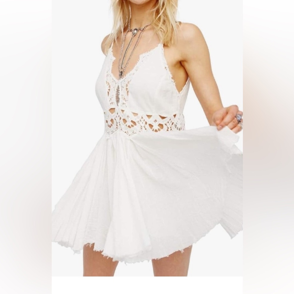 Women’s Free People FP One Ilektra White Ivory Lace Mini Dress